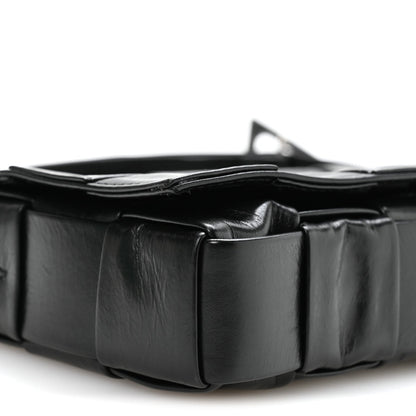 Paper Calfskin Maxi Intreccio Cassette Crossbody Bag Black