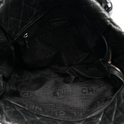 Distressed Lambskin Vintage Ligne Lady Braid Tote Black
