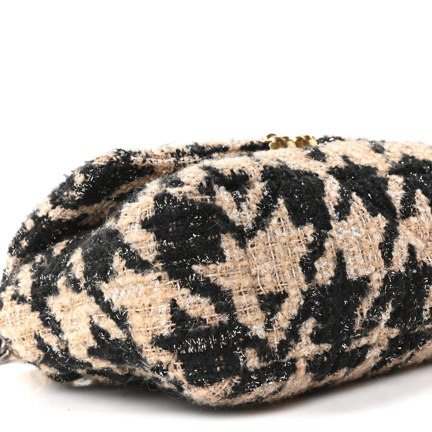 Tweed Houndstooth Quilted Medium Chanel 19 Flap Beige Black