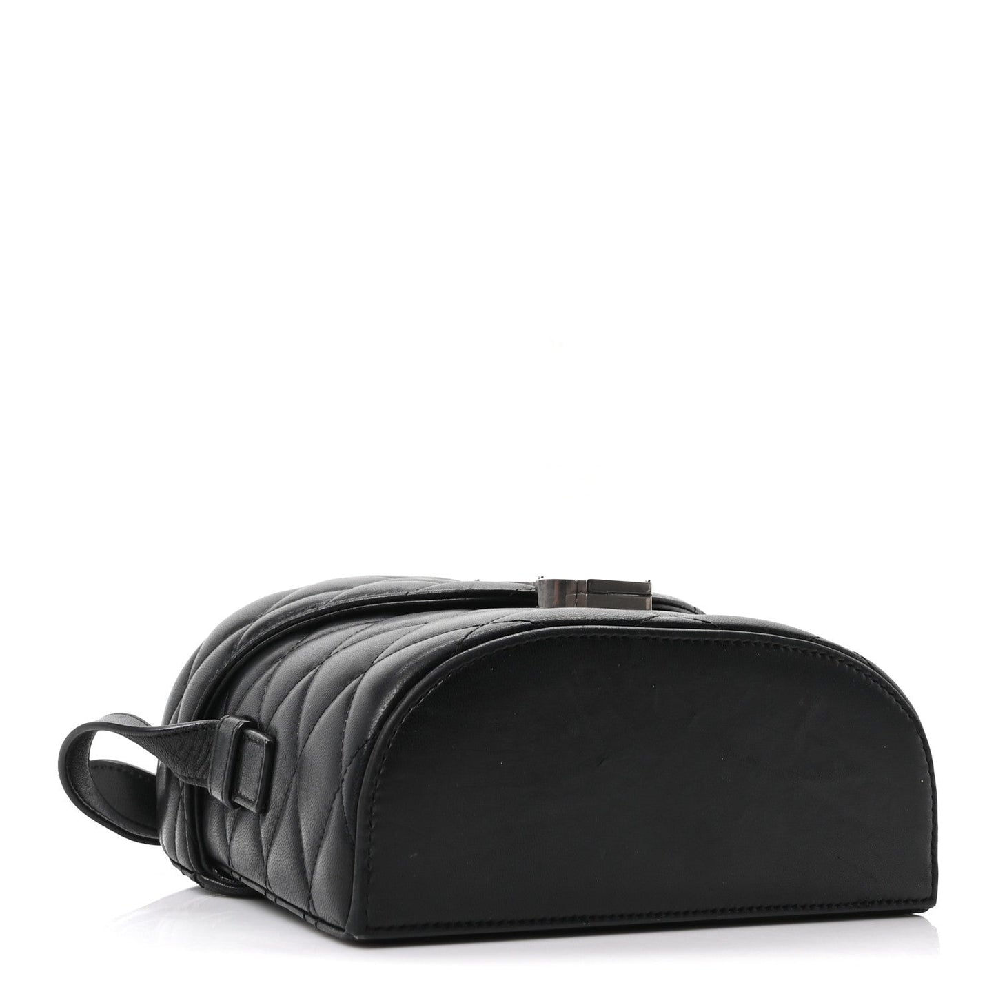 Lambskin Quilted Monogram June Box Bag  Black
