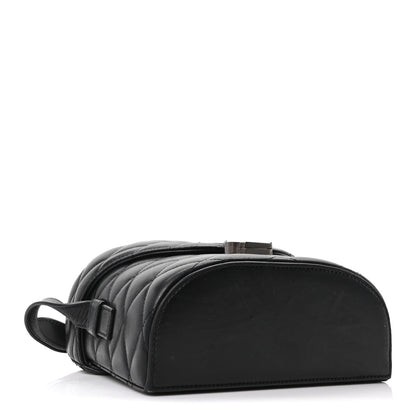 Lambskin Quilted Monogram June Box Bag  Black