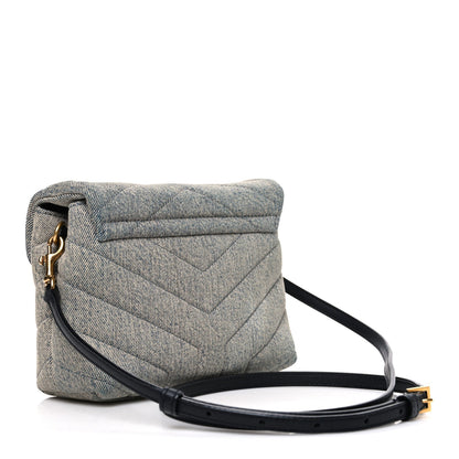 Denim Y Quilted Monogram Toy Loulou Crossbody Bag Grey