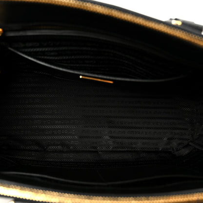 Saffiano Lux Large Galleria Double Zip Tote Black