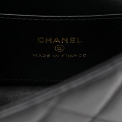Lambskin Quilted Tab Mini Flap Black