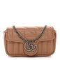 Calfskin Matelasse Aria Super Mini GG Marmont Shoulder Bag Camelia
