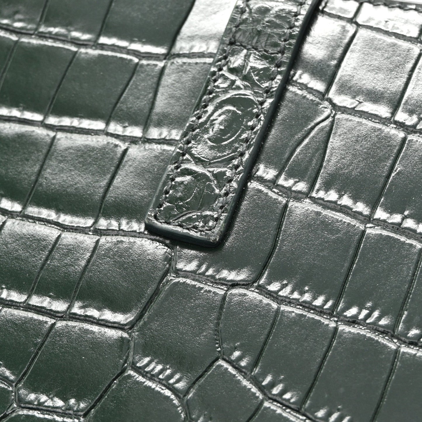 Calfskin Crocodile Embossed LE 5 A 7 Hobo Vert Fonce