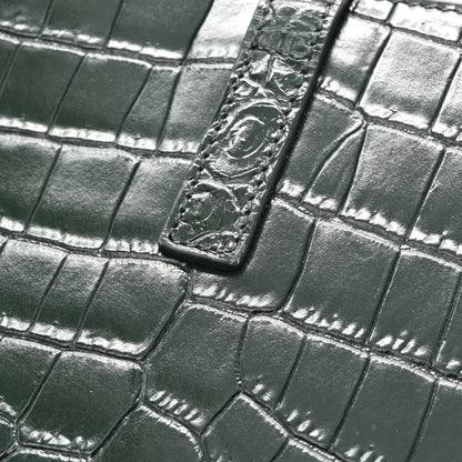 Calfskin Crocodile Embossed LE 5 A 7 Hobo Vert Fonce