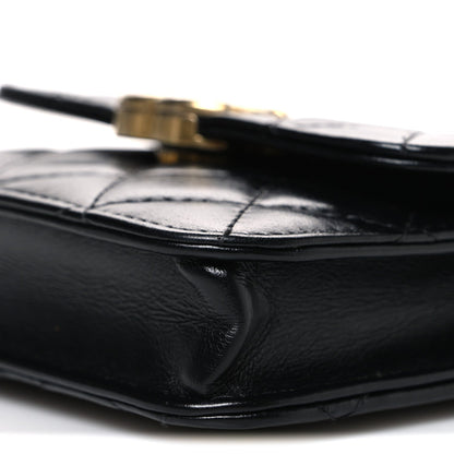 Calfskin Quilted Perfect Fit Coin Purse With Chain Black