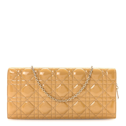 Patent Cannage Lady Dior Convertible Clutch Beige