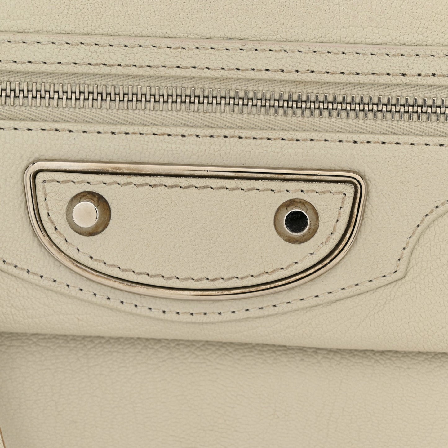 Chevre Silver Metallic Edge Hardware Envelope Clutch Gris Glace
