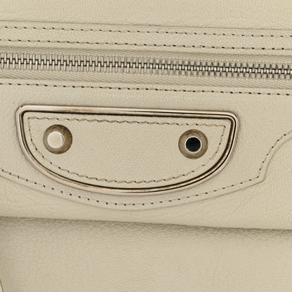 Chevre Silver Metallic Edge Hardware Envelope Clutch Gris Glace
