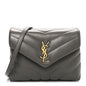 Calfskin Y Quilted Monogram Toy Loulou Crossbody Bag Grey Kaki