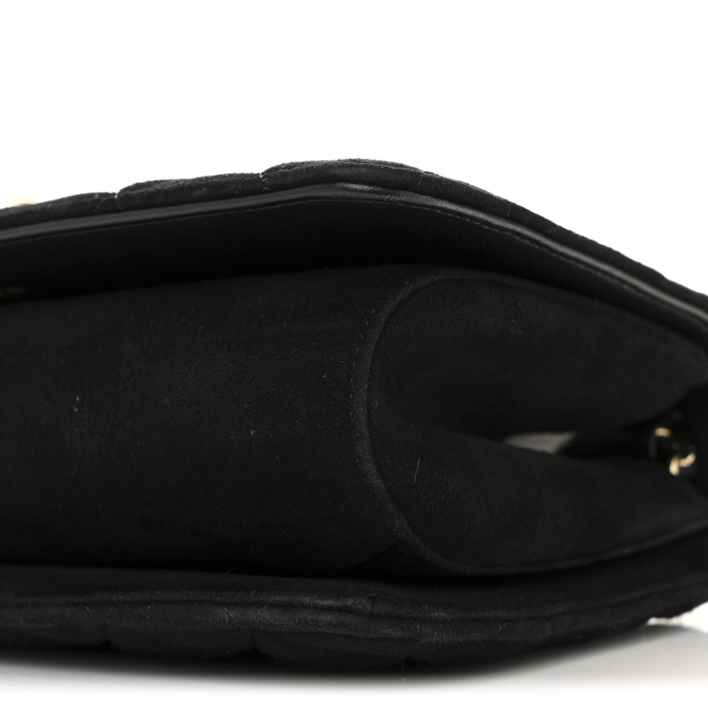 Suede Quilted Crystal Pearl CC Flap Black