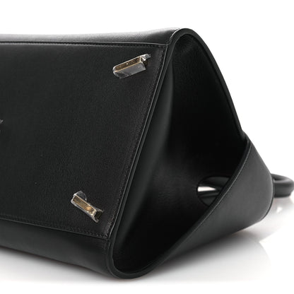 Calfskin Medium Hug Soft Bicolor Shoulder Bag Black Flame Red