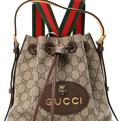 GG Supreme Monogram Neo Vintage Drawstring Bucket Backpack Beige New Acero Crop