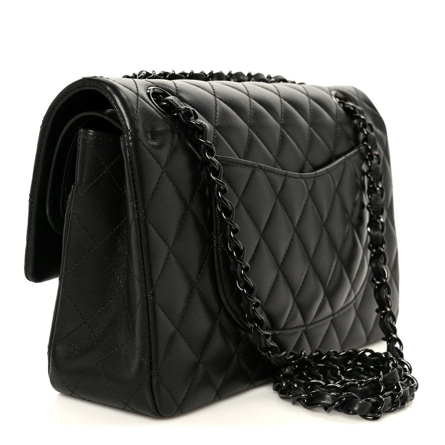 Lambskin Quilted Medium Double Flap So Black