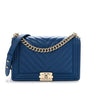 Lambskin Chevron Quilted New Medium Boy Flap Blue