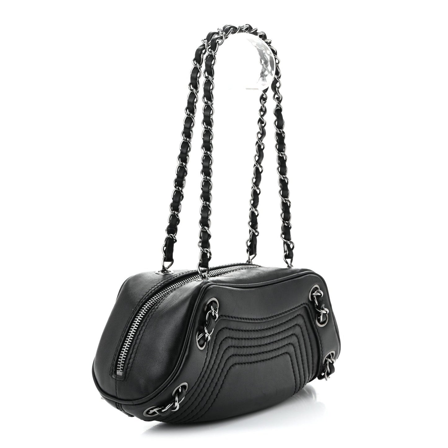 Lambskin Lax Small Tassel Shoulder Bag Black