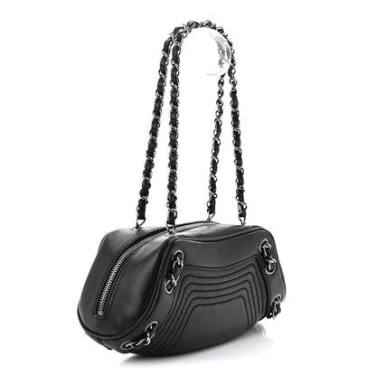 Lambskin Lax Small Tassel Shoulder Bag Black