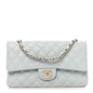 Caviar Quilted Medium Double Flap Light Blue