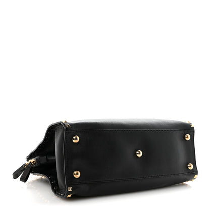Vitello Rockstud Dome Shopper Black