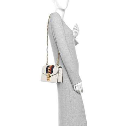 Calfskin Mini Sylvie Chain Shoulder Bag White