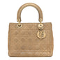 Metallic Nylon Cannage Medium Lady Dior Gold