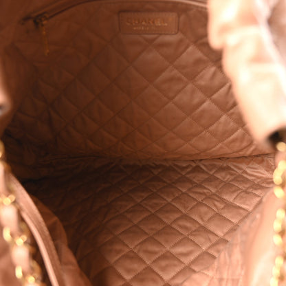 Shiny Calfskin Quilted Large Chanel 22 Brown