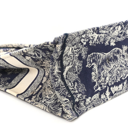 Canvas Embroidered Large Dioriviera Toile De Jouy Reverse Book Tote Blue