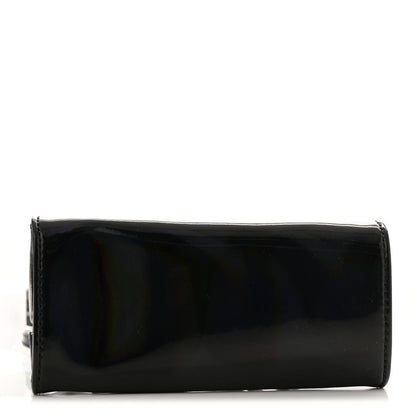 Patent Vegan Leather Small Shopping Bag Black Rainbow