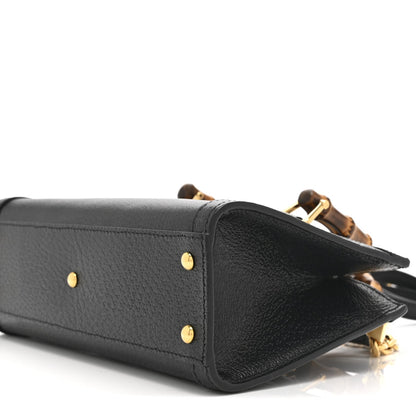 Textured Dollar Calfskin Web Small Diana Shoulder Bag  Black