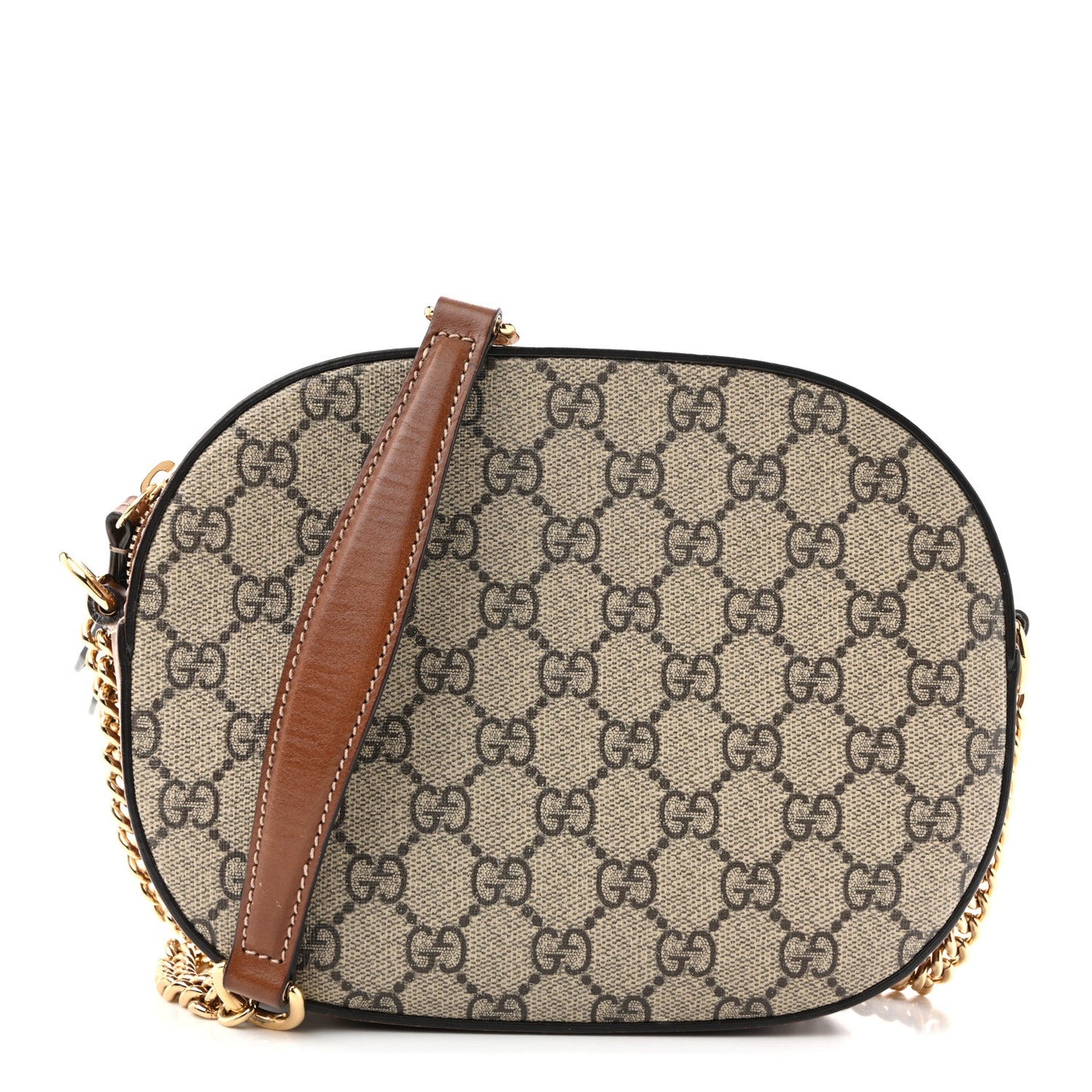 GG Supreme Monogram Cuoio Toscano Mini Chain Shoulder Bag Beige Ebony Cuir