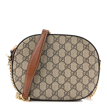 GG Supreme Monogram Cuoio Toscano Mini Chain Shoulder Bag Beige Ebony Cuir