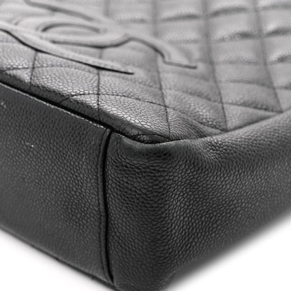 Caviar Quilted Petit Shopping Tote PST Black