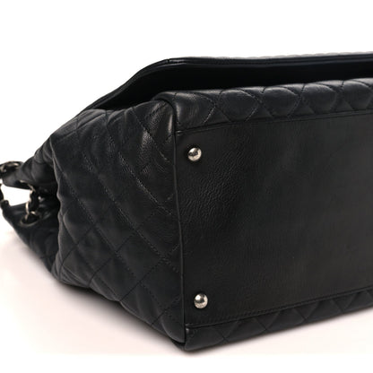 Calfskin Quilted Istanbul Accordion Large Flap Black