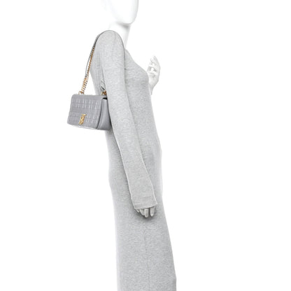 Lambskin Quilted Small Lola Bag Grey