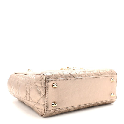 Metallic Lambskin Cannage Small My ABCDior Lady Dior Gold