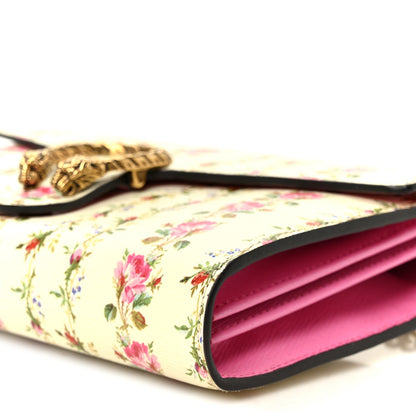 Calfskin Floral Print Mini Dionysus Chain Wallet Ivory Pink