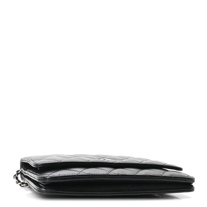 Lambskin Quilted Wallet On Chain WOC Black