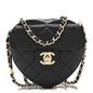 Lambskin Quilted CC In Love Heart Clutch With Chain Black