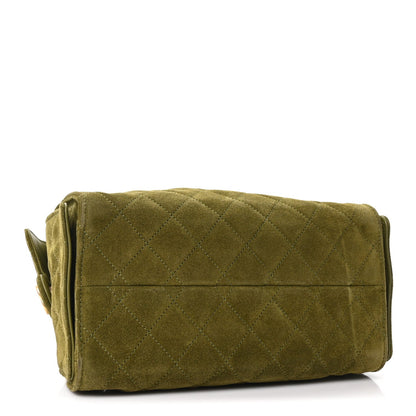 Suede Quilted Small Chanel 25 Handbag Khaki