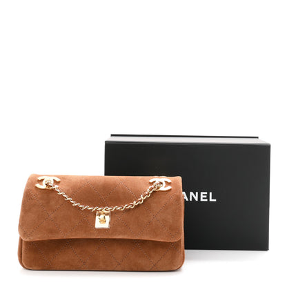 Suede Calfskin Quilted Small Eyes On You Flap Camel