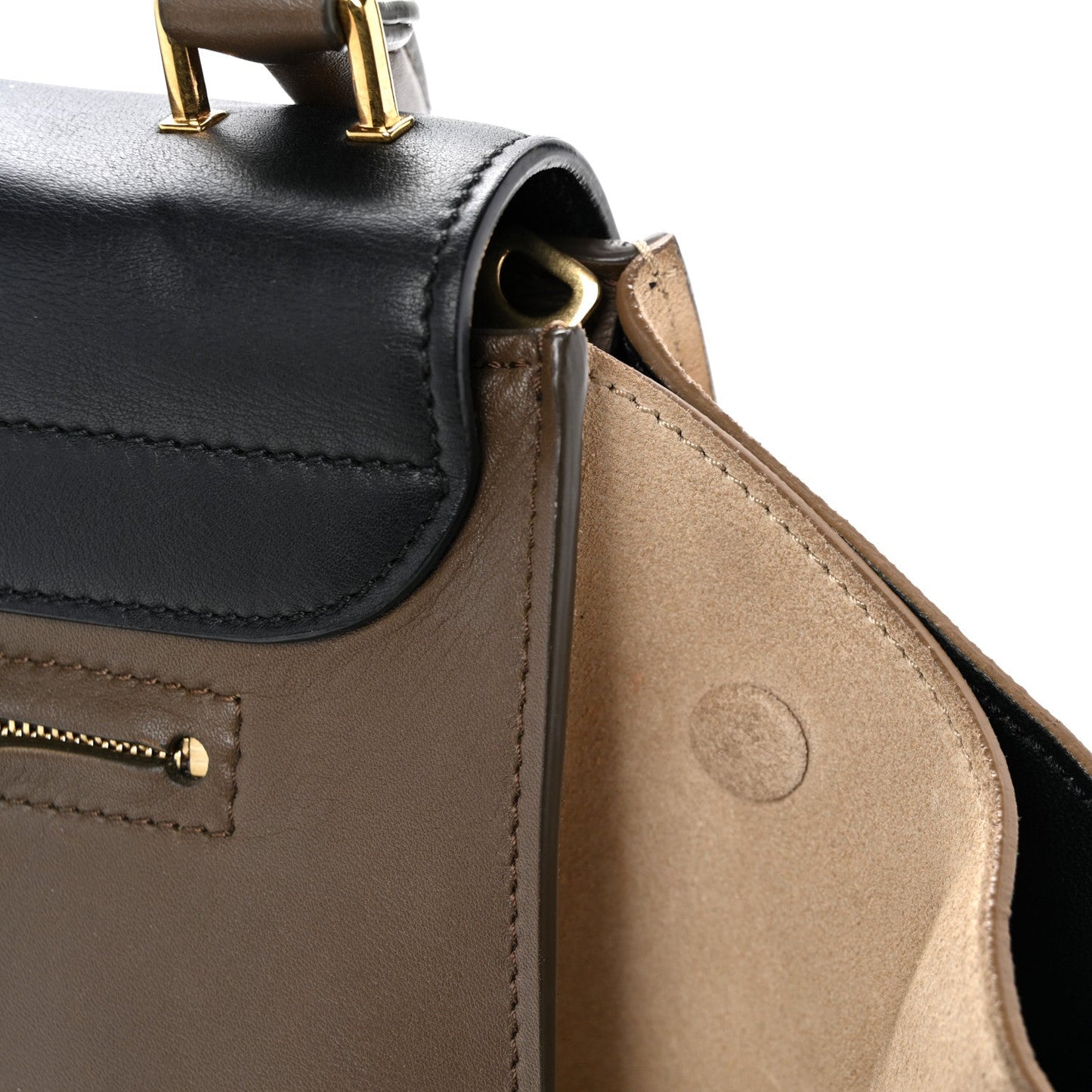 Calfskin Suede Tri-color Large Trapeze Olive