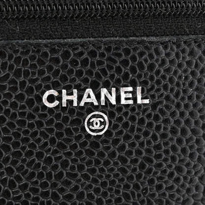 Caviar Quilted Wallet on Chain WOC Black