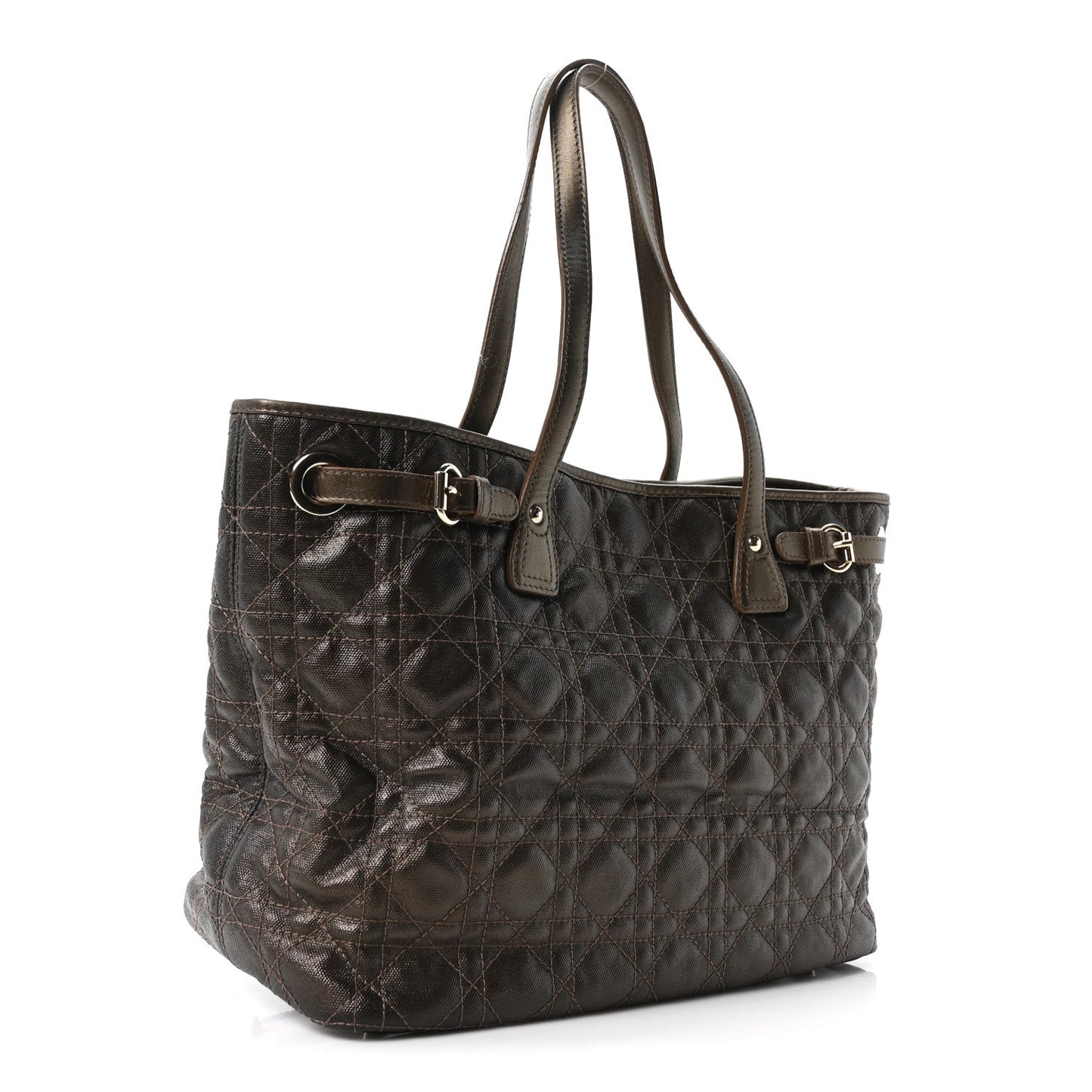Coated Canvas Cannage Small Panarea Tote Bronze