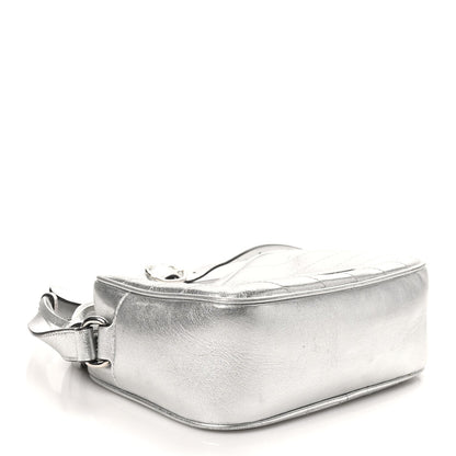 Metallic Sakai Be Green Calfskin Diagonal Stitched Small Blondie Shoulder Bag Silver
