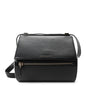 Textured Calfskin Medium Pandora Box Crossbody Bag Black