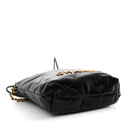 Shiny Calfskin Quilted Mini Chanel 22 Black