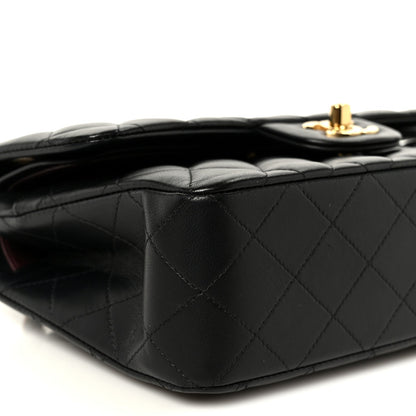 Lambskin Quilted Small Double Flap Black