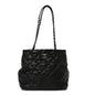 Calfskin Contrast Stitch Tote Black